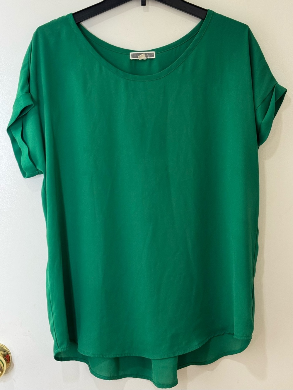 Pleione Green Women's Short Sleeve Blouse